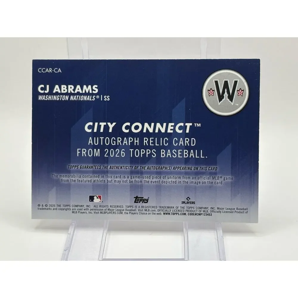 2026 Topps Series 2 CJ Abrams City Connect Green Swatch Relic Auto /99 Nationals